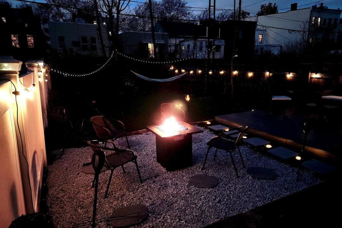 Newly renovated back yard!  We love being able to escape from the hustle & bustle of the city and come home to a peaceful and relaxing oasis. Feel free to enjoy the firepit, grill and hammock! 